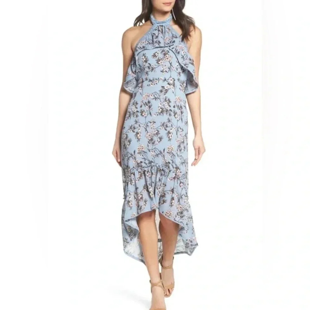 Chelsea28 Nordstrom High Low Floral Halter cocktail Dress NWT Fairycore Medium